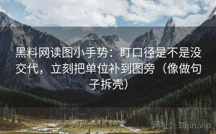 黑料网读图小手势：盯口径是不是没交代，立刻把单位补到图旁（像做句子拆壳）