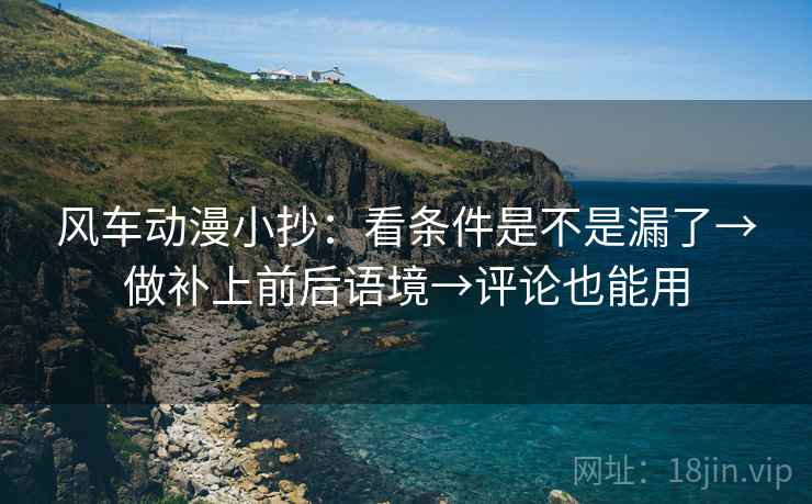 风车动漫小抄：看条件是不是漏了→做补上前后语境→评论也能用