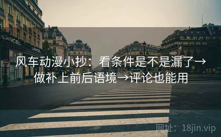 风车动漫小抄：看条件是不是漏了→做补上前后语境→评论也能用